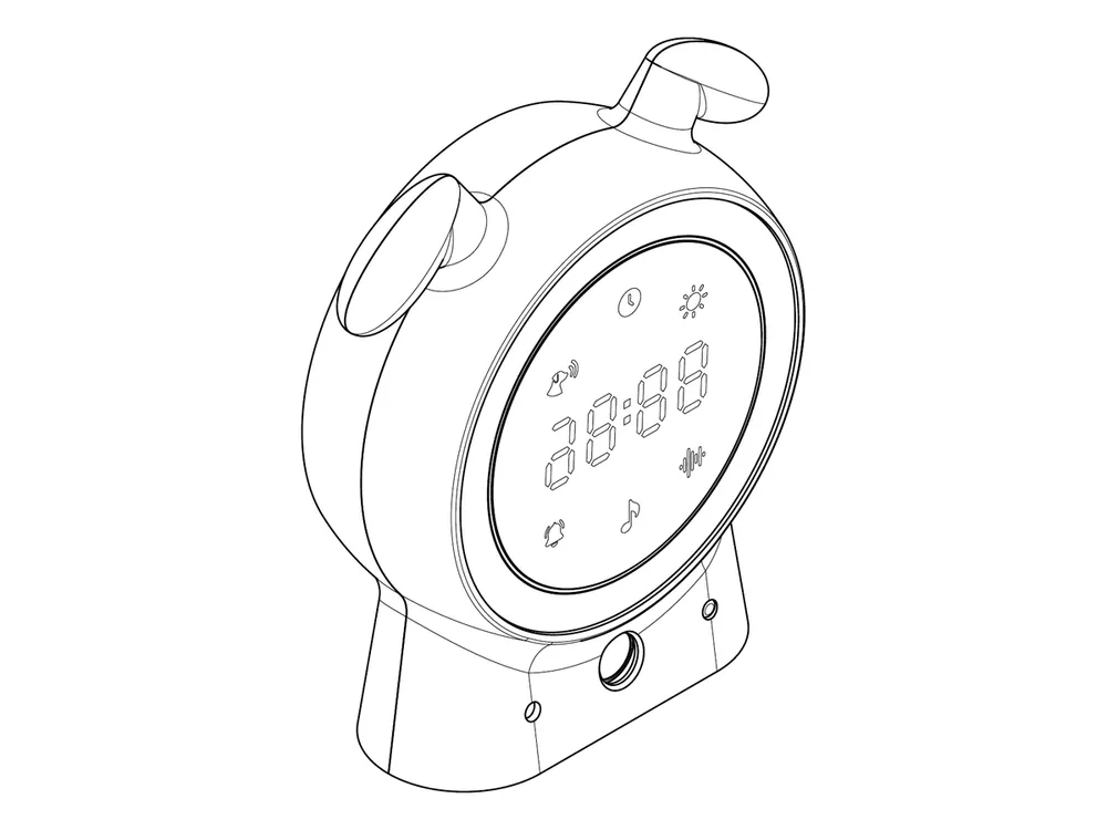 Engineering line drawing of the SilentBuddy bedside unit